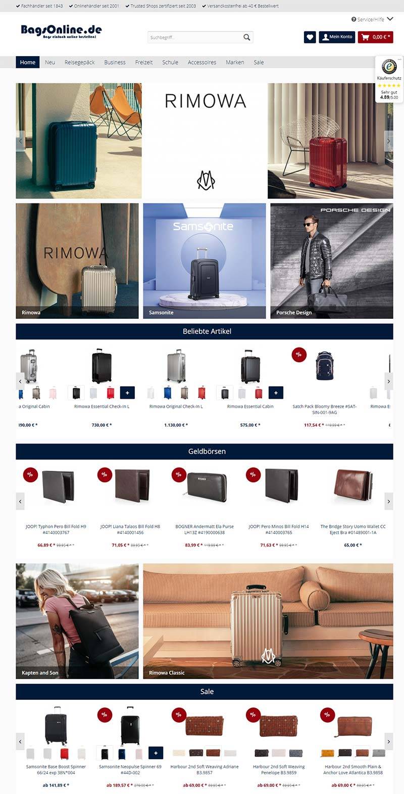 BagsOnline 德国品牌箱包购物网站
