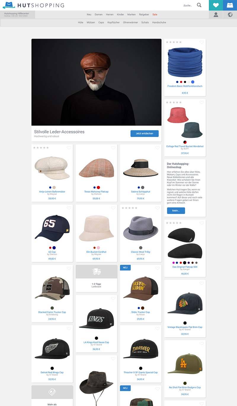 Hutshopping 德国帽子品牌购物网站