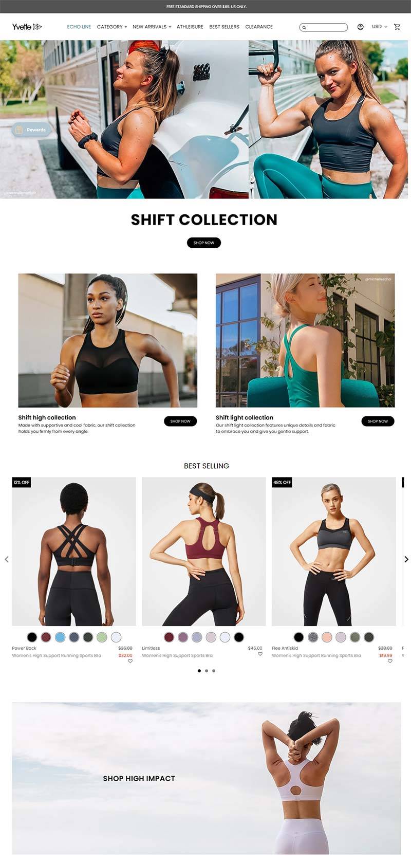 Yvette Sports 美国女性运动品牌购物网站