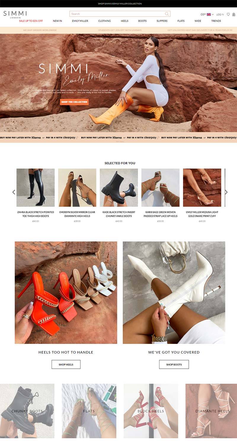 Simmi 英国时尚女鞋品牌购物网站