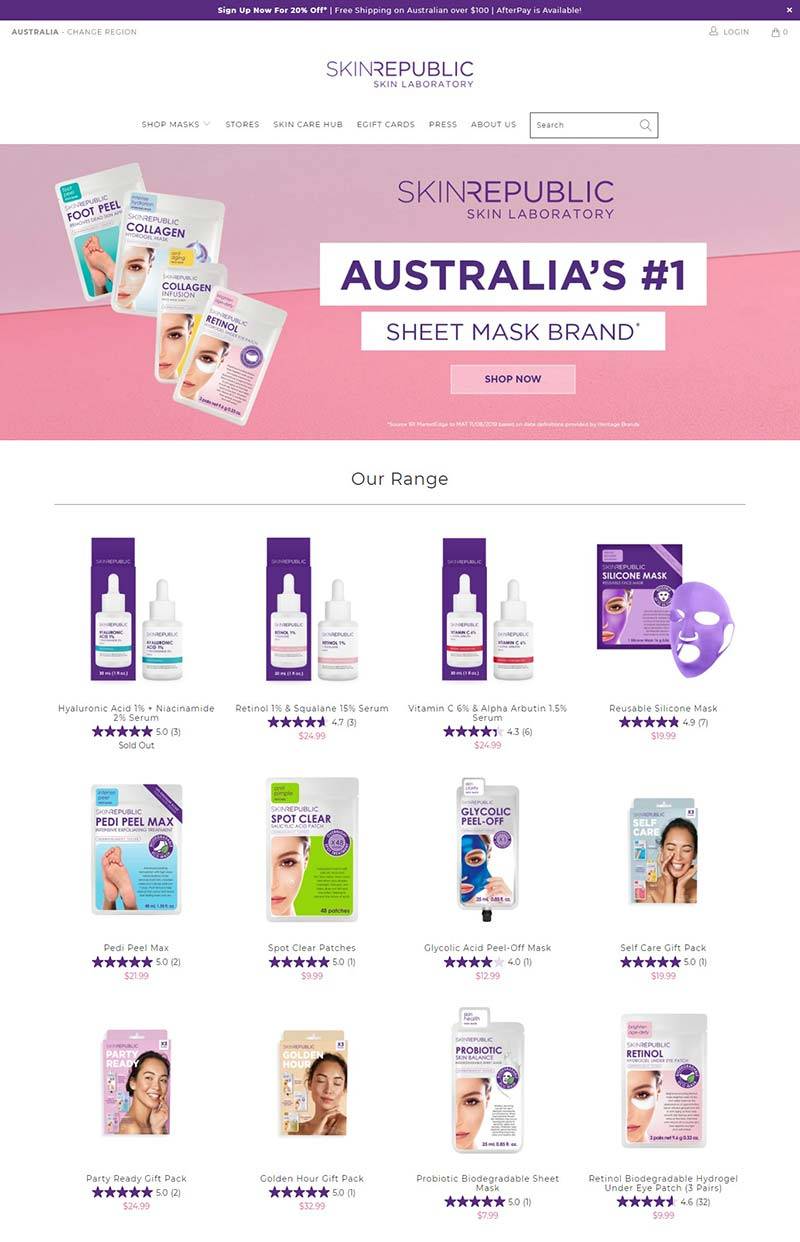 Skin Republic 澳大利亚品牌面膜购物网站