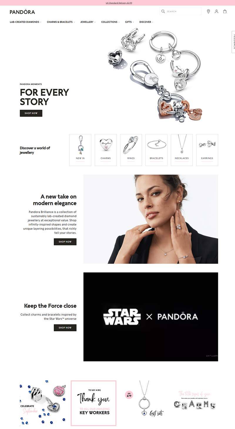 Pandora Jewellery UK 潘多拉-丹麦珠宝品牌英国官网