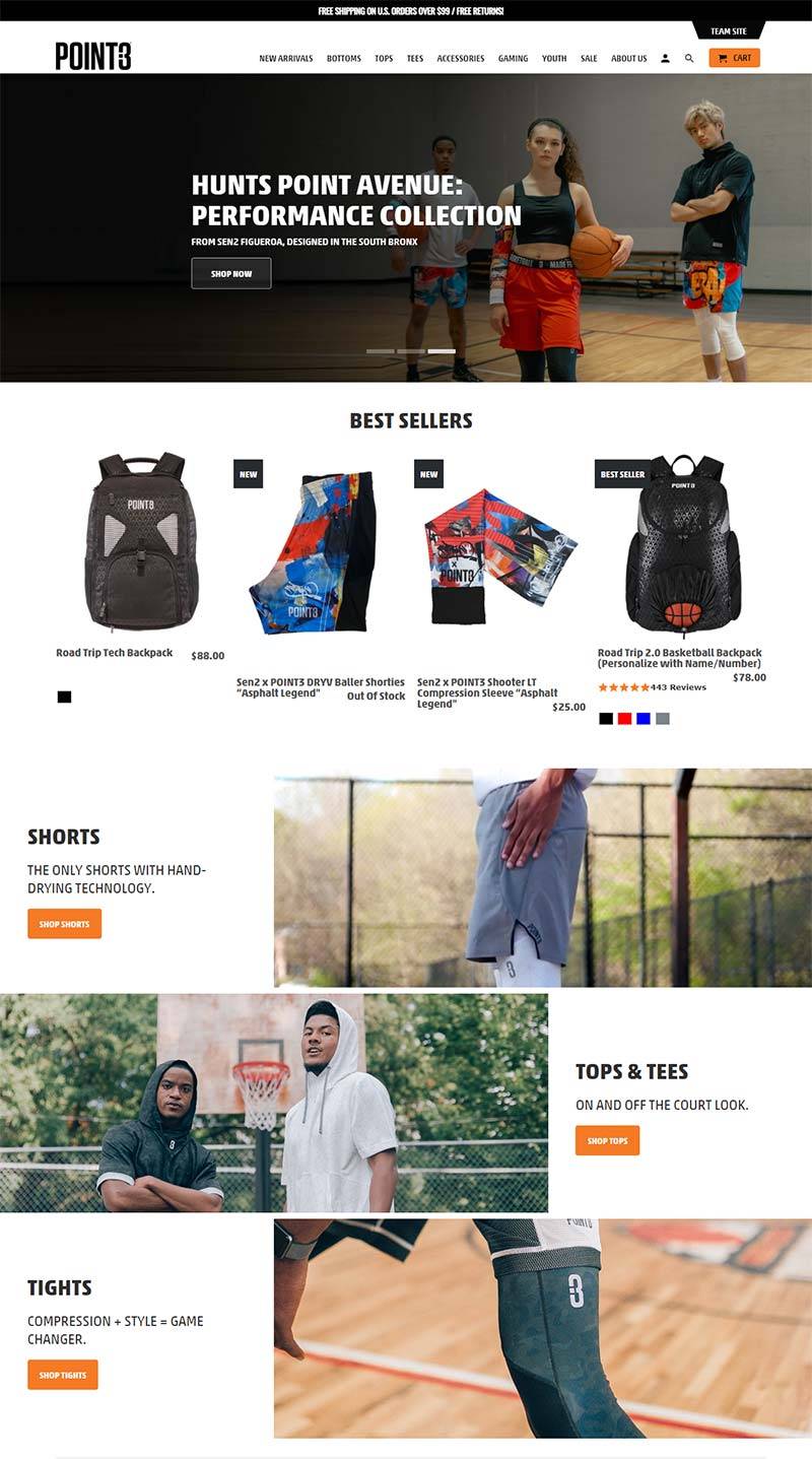Point 3 Basketball 美国篮球服饰品牌购物网站