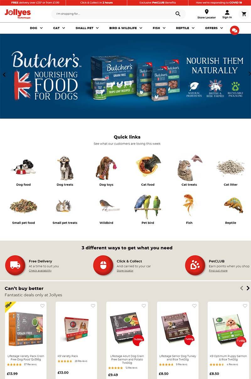 Jollyes 英国宠物服务在线咨询网站