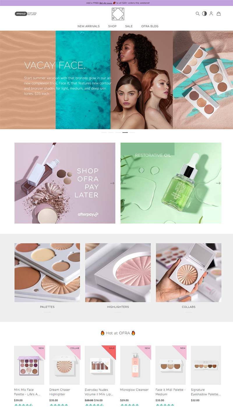 OFRA Cosmetics 美国专业化妆品购物网站