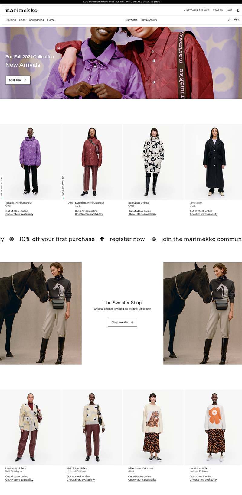 Marimekko USA 芬兰时尚服饰品牌美国官网