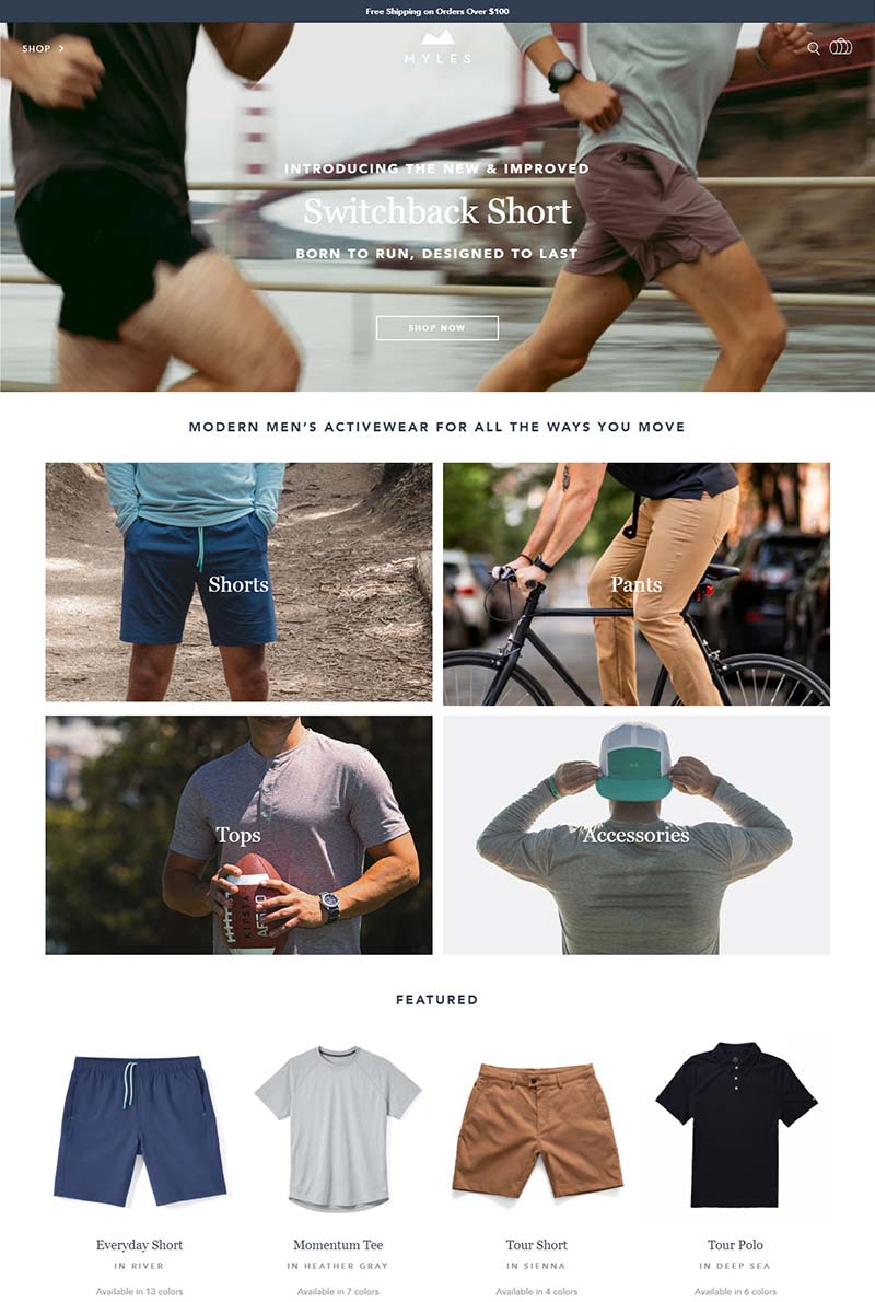 Myles Apparel 美国男士运动服品牌购物网站