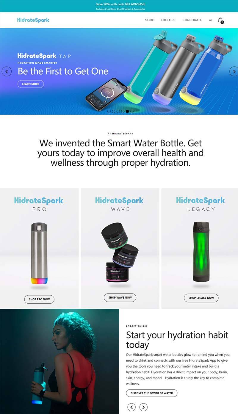 HidrateSpark 美国智能水杯品牌购物网站