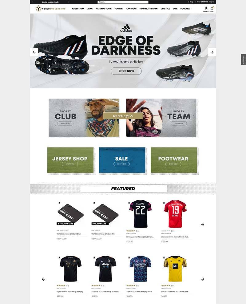 World Soccer Shop 美国足球装备品牌购物网站