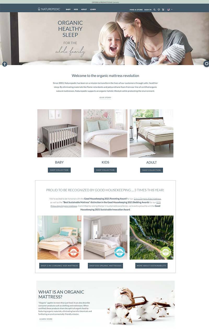 Naturepedic 美国婴儿睡眠产品购物网站