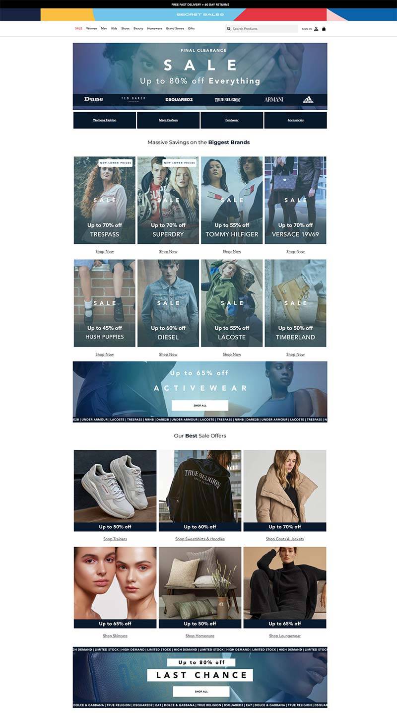 Secret Sales 英国时尚百货品牌购物网站