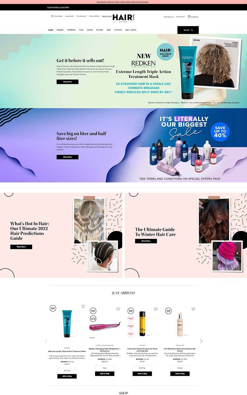 Hair.com 美国美容护发品牌购物网站