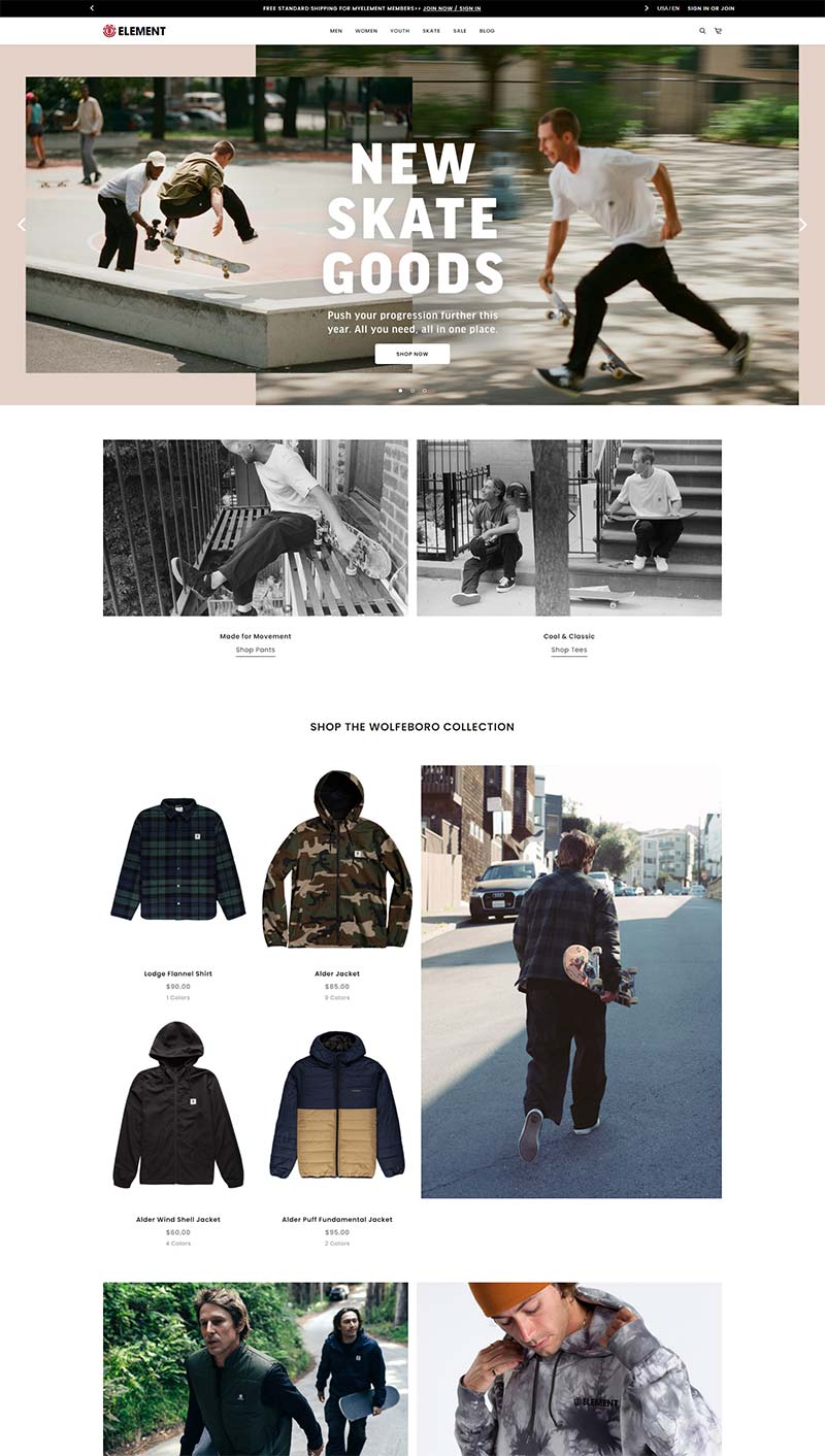 Element 美国滑板运动服饰品牌购物网站