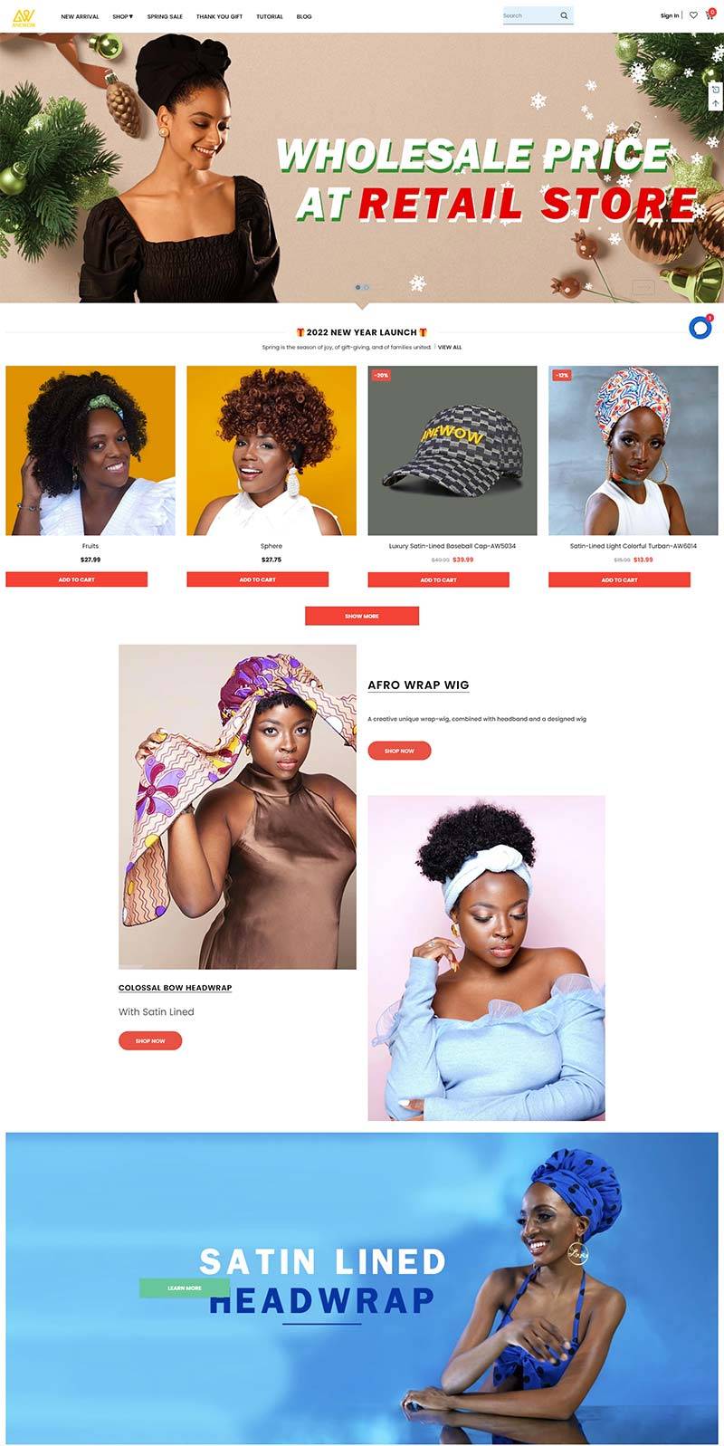 Anewow 美国非裔时装配饰品牌购物网站