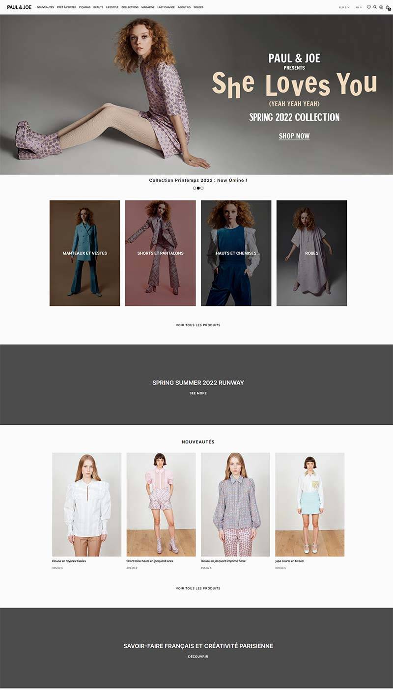 Paul & Joe 法国设计师服饰品牌购物网站
