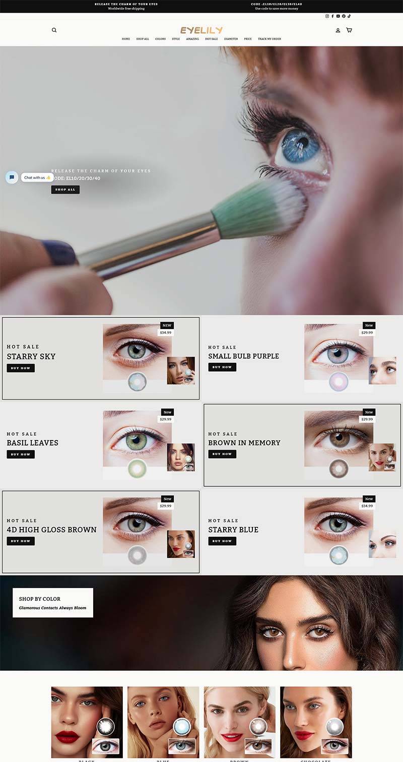 Eyelily 美国专业隐形眼镜品牌购物网站