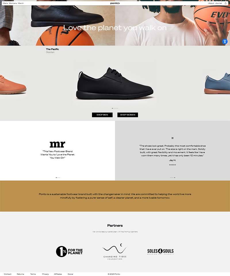 Ponto Footwear 美国环保鞋履品牌购物网站