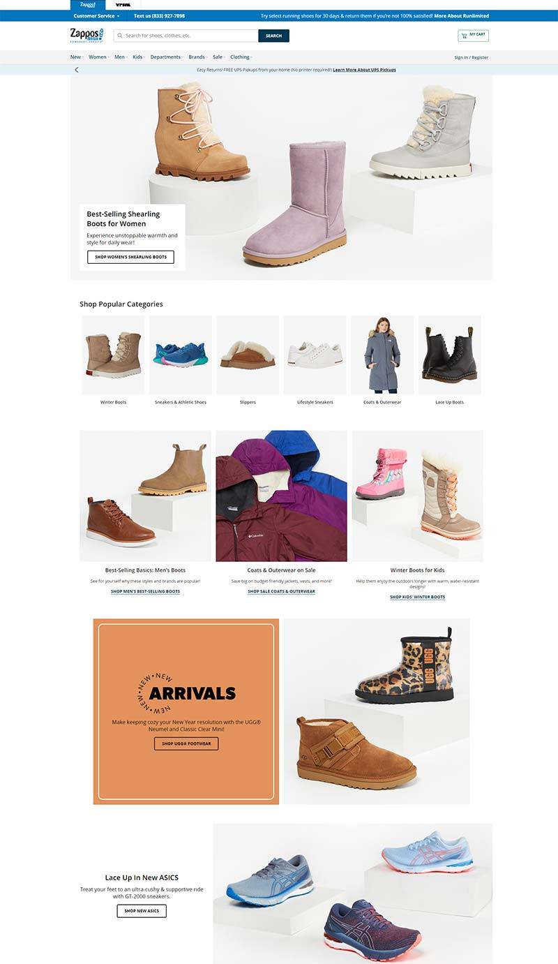 Zappos 美国鞋服配饰品牌购物网站