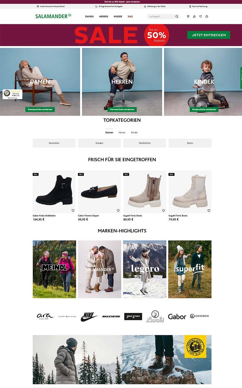 Salamander 德国经典鞋履品牌购物网站