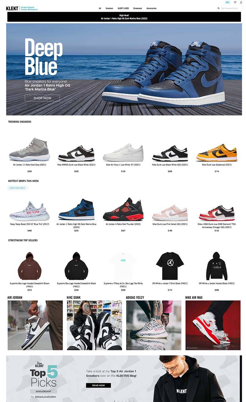 KLEKT 英国街头鞋服品牌购物网站