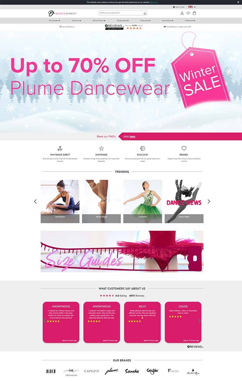 Dance Direct 英国舞蹈鞋服产品购物网站