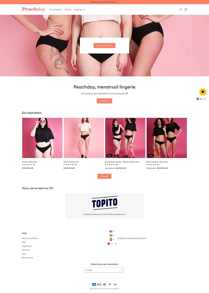 Peachday 法国女性内衣品牌购物网站