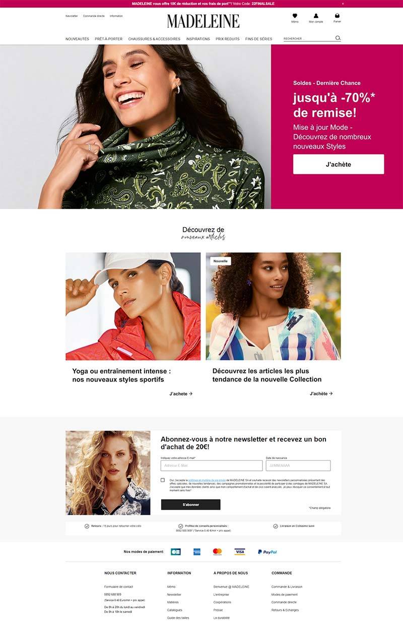 MADELEINE 法国高端时装品牌购物网站