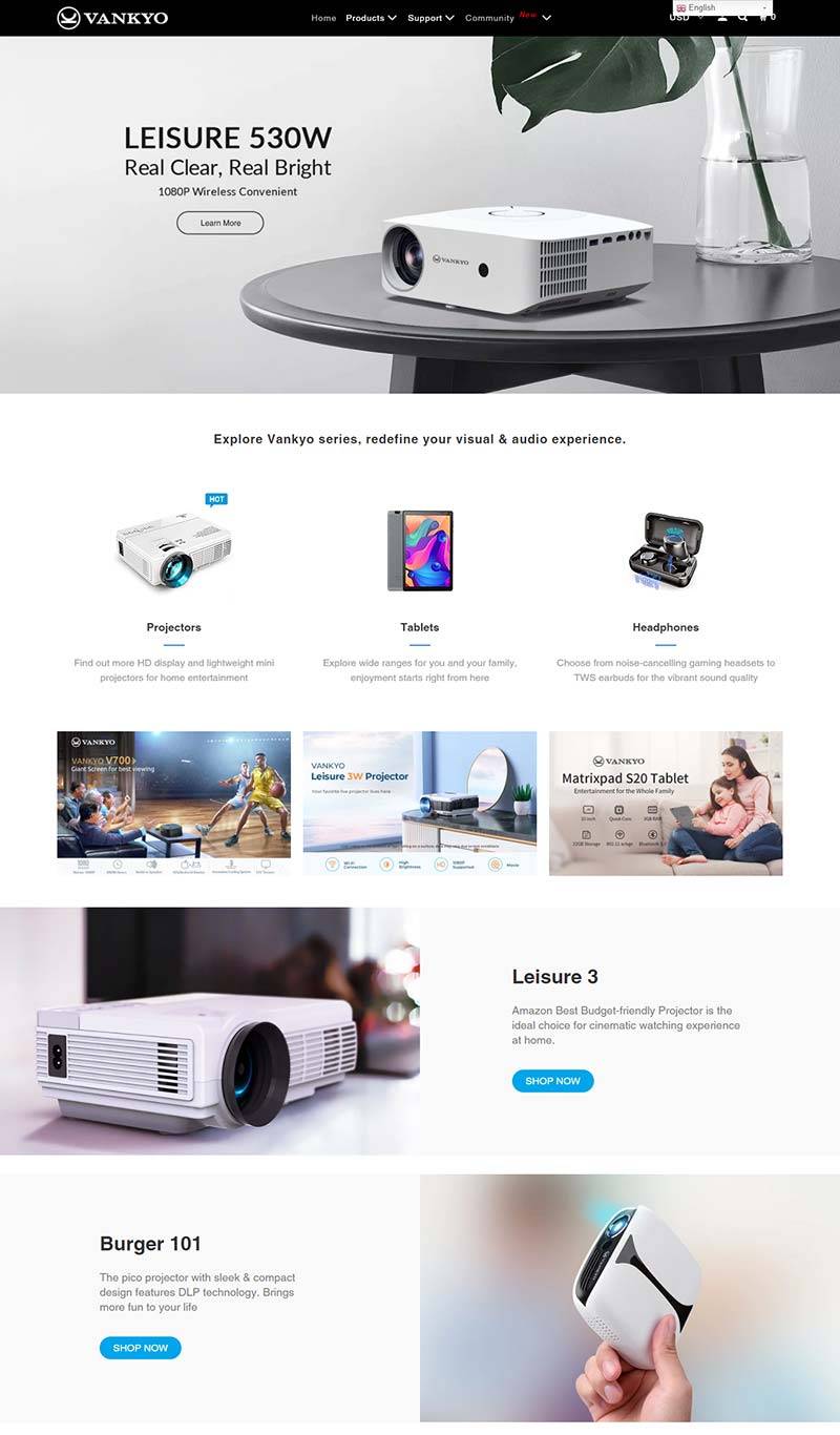 Vankyo 美国智能投影机品牌购物网站