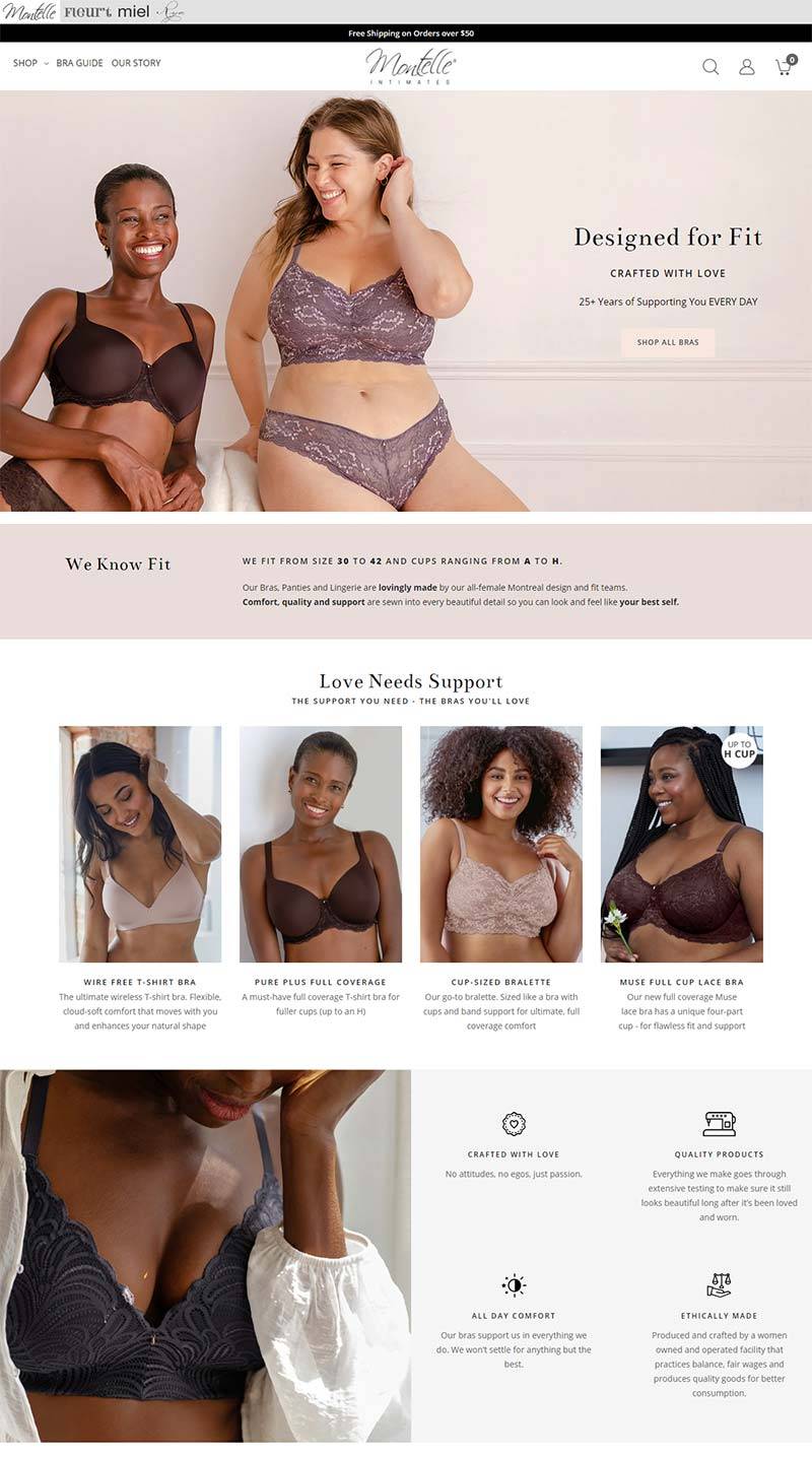 Montelle Intimates 美国女性内衣品牌购物网站