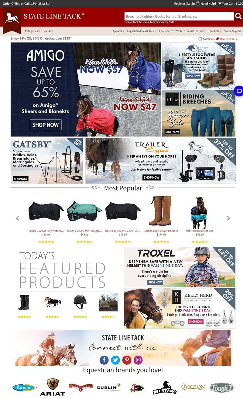 State Line Tack 美国马具周边用品购物网站
