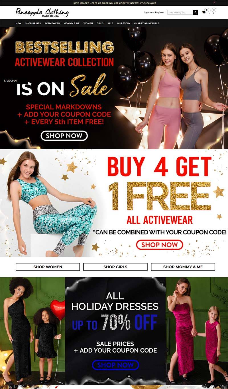 Pineapple Clothing 美国女性时尚品牌购物网站