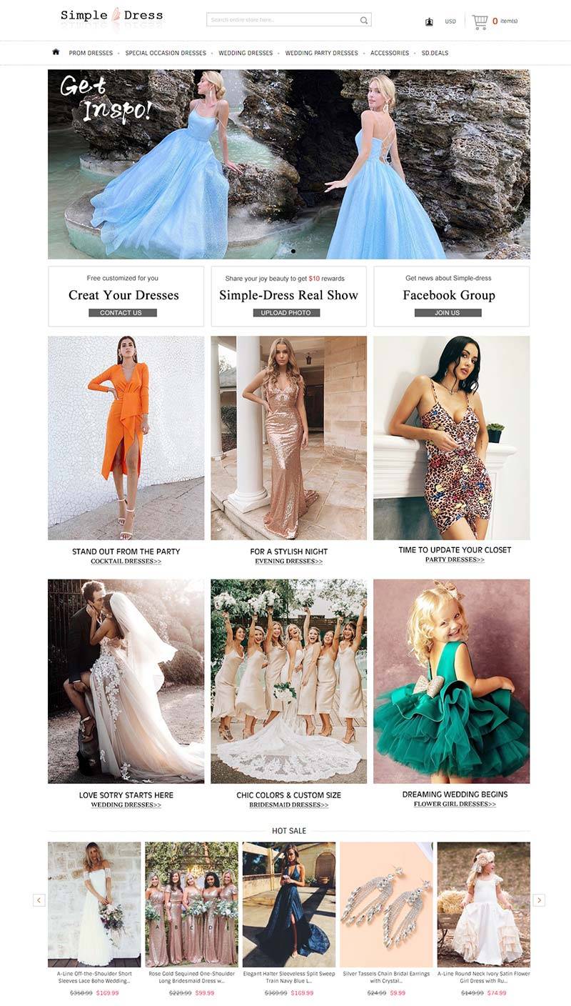 Simple-dress 美国婚纱礼服品牌购物网站