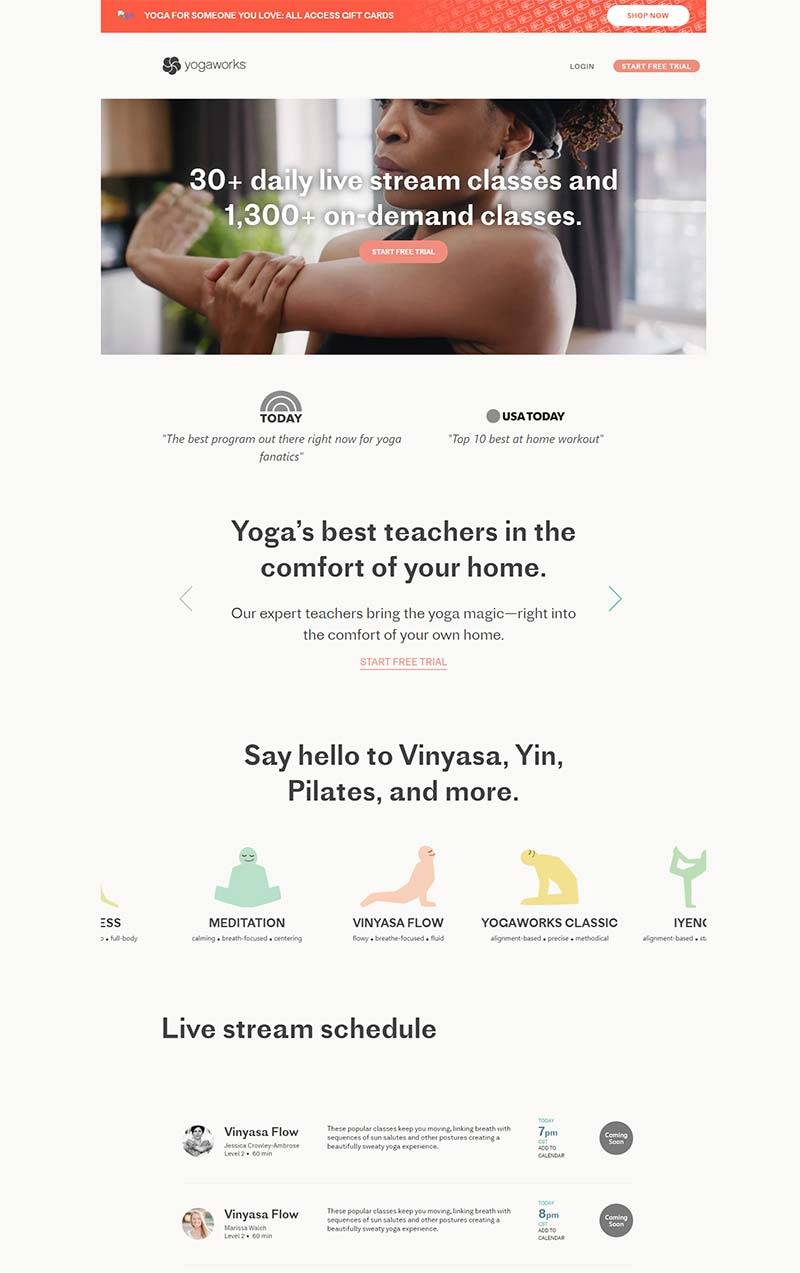 Yoga Works 美国瑜伽冥想课程订阅网站