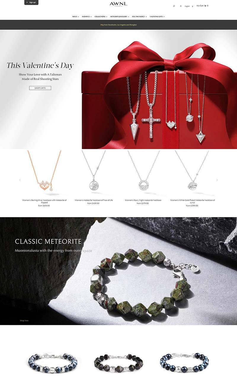 AWNL 瑞典陨石珠宝品牌购物网站
