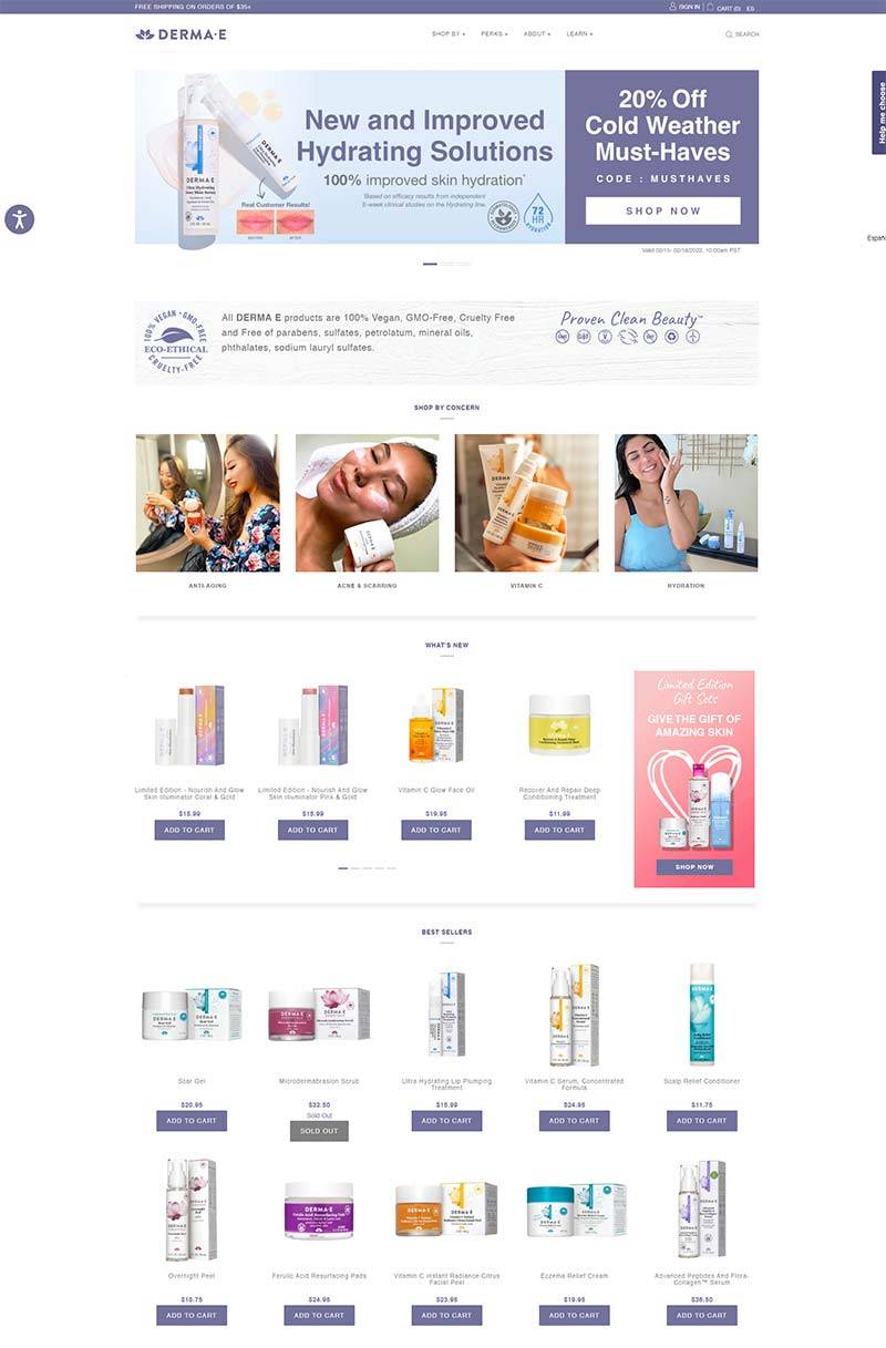 Derma e 美国天然面部护理品牌购物网站