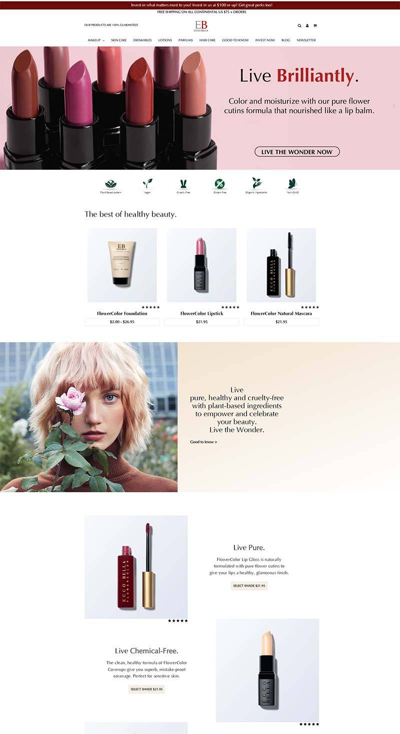 Ecco Bella 美国天然有机护肤品购物网站