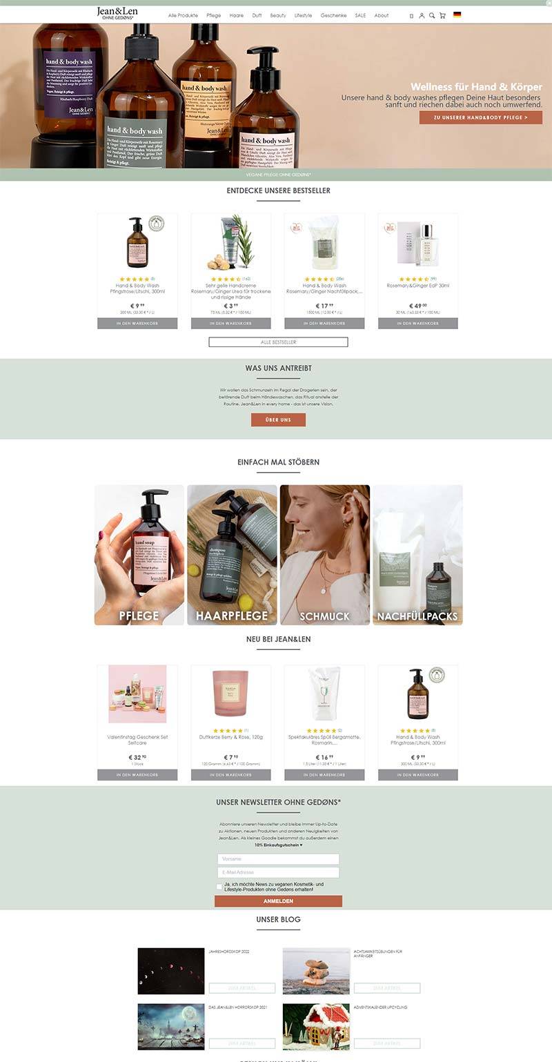 Jean&Len 德国美容护肤产品购物网站