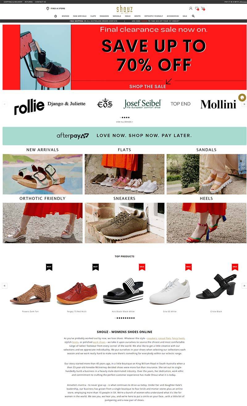 Shouz 澳大利亚女鞋品牌购物网站