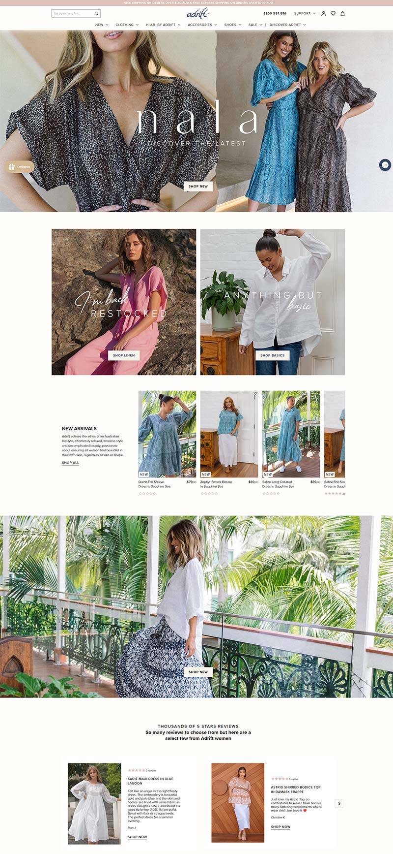 Adrift 澳大利亚时尚女装品牌购物网站