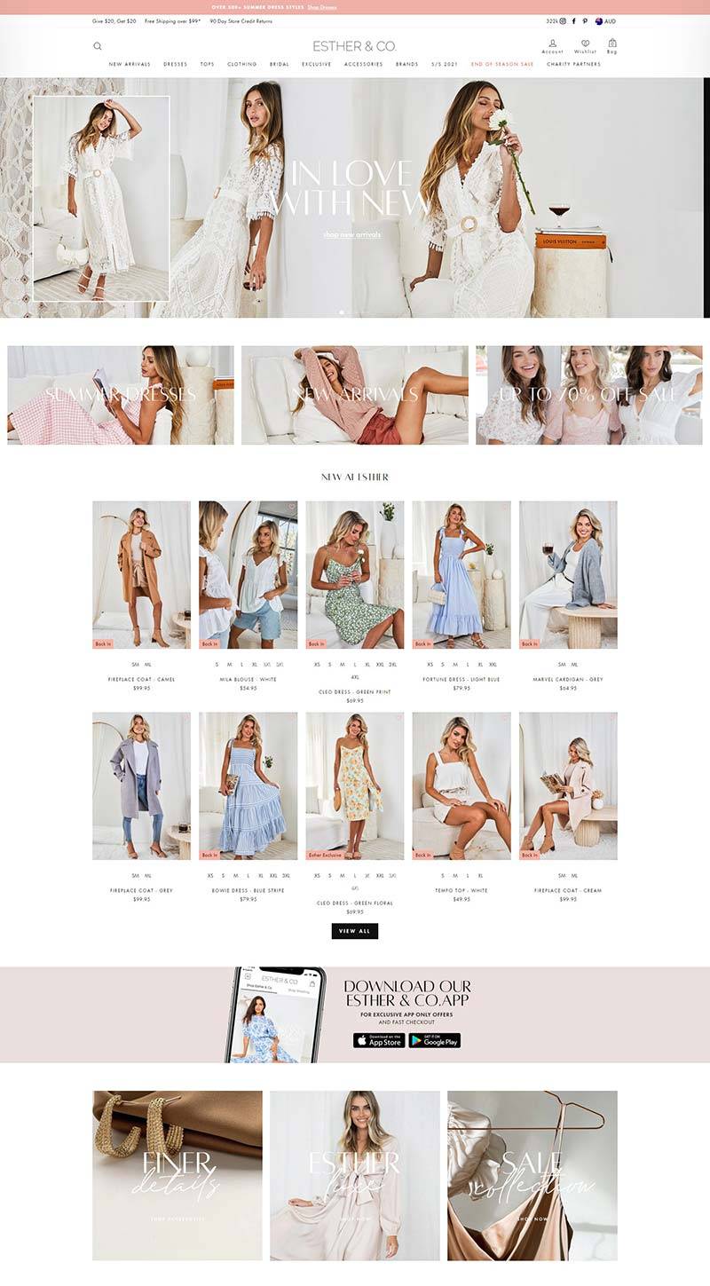 Esther & Co 澳大利亚时尚礼服品牌购物网站