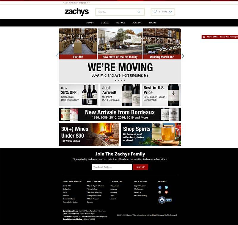 Zachys 美国专业葡萄酒品牌购物网站