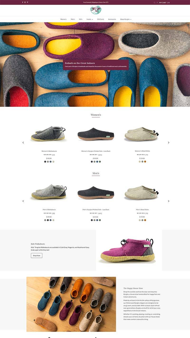 Kyrgies 美国居家羊毛鞋品牌购物网站