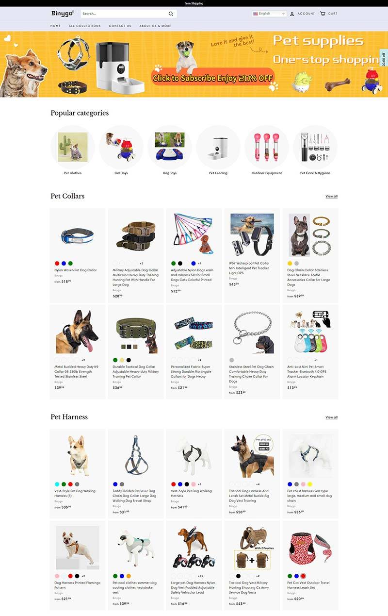 Binygo 美国宠物玩具日用品购物网站