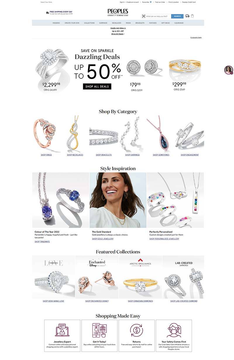 Peoples Jewelers 加拿大高级珠宝品牌购物网站