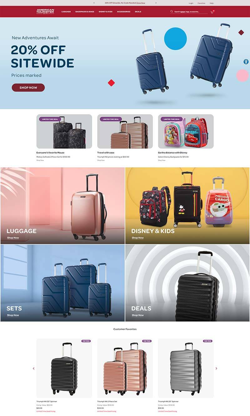 American Tourister 美国旅行箱包品牌购物网站