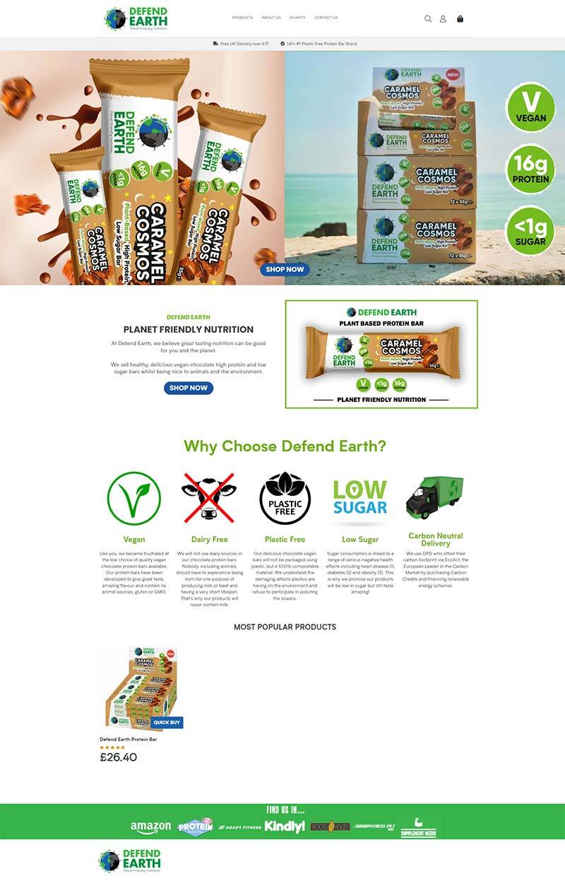 Defend Earth 英国纯素巧克力零食购物网站