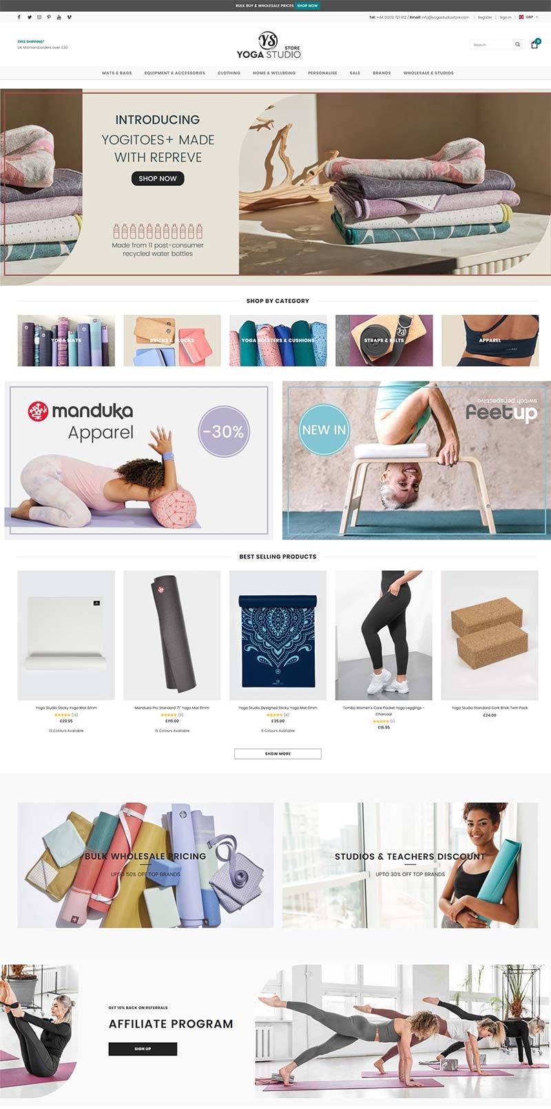 Yoga Studio Store 英国专业瑜伽品牌购物网站