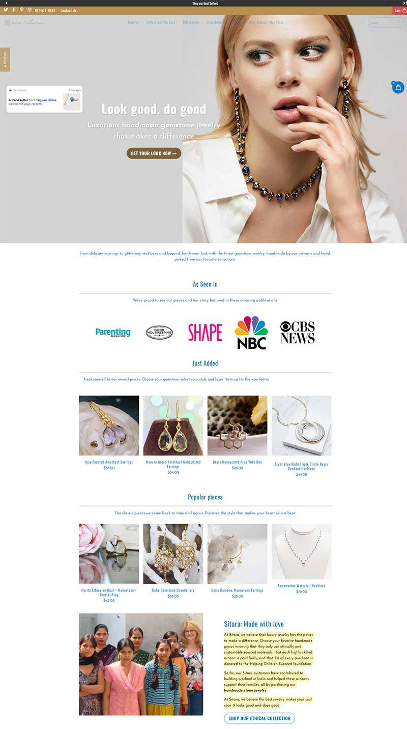 Sitara COLLECTIONS 美国手工珠宝品牌购物网站