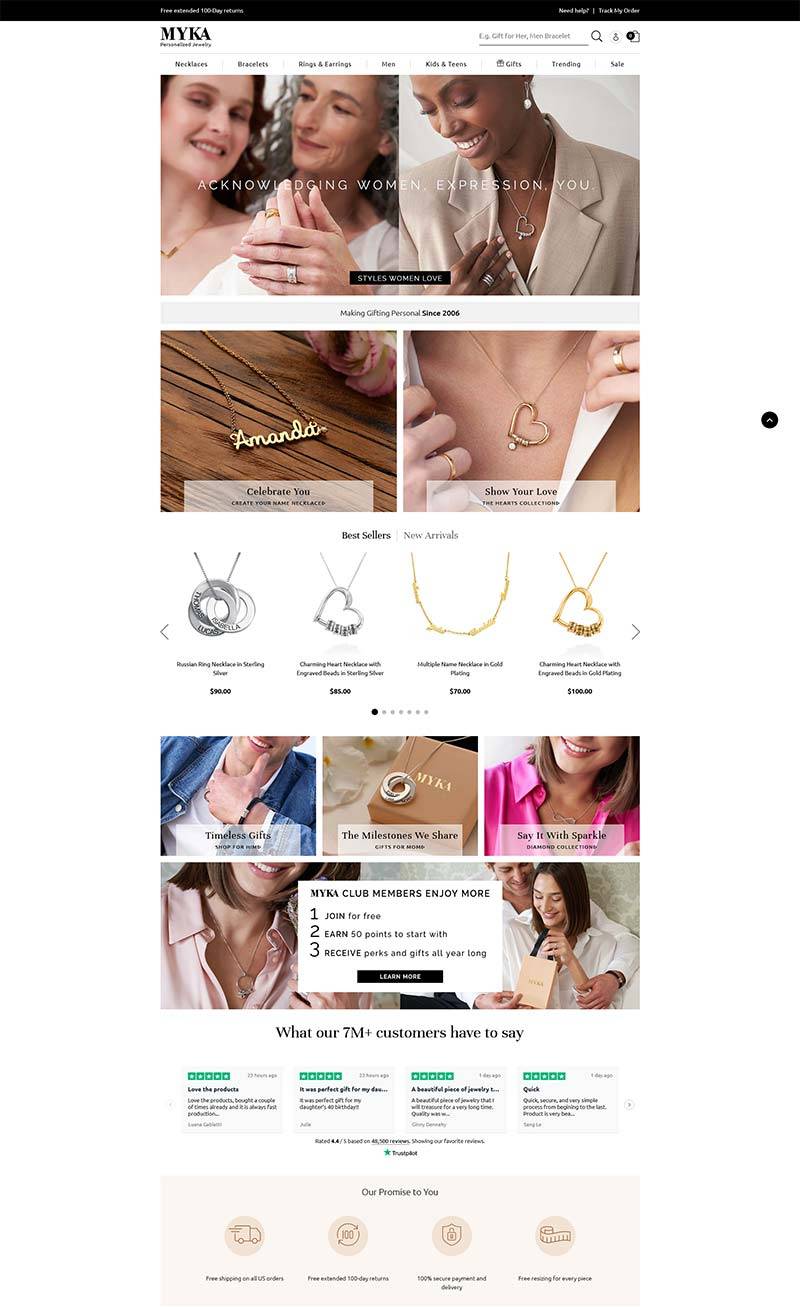 MYKA 美国手工珠宝品牌购物网站