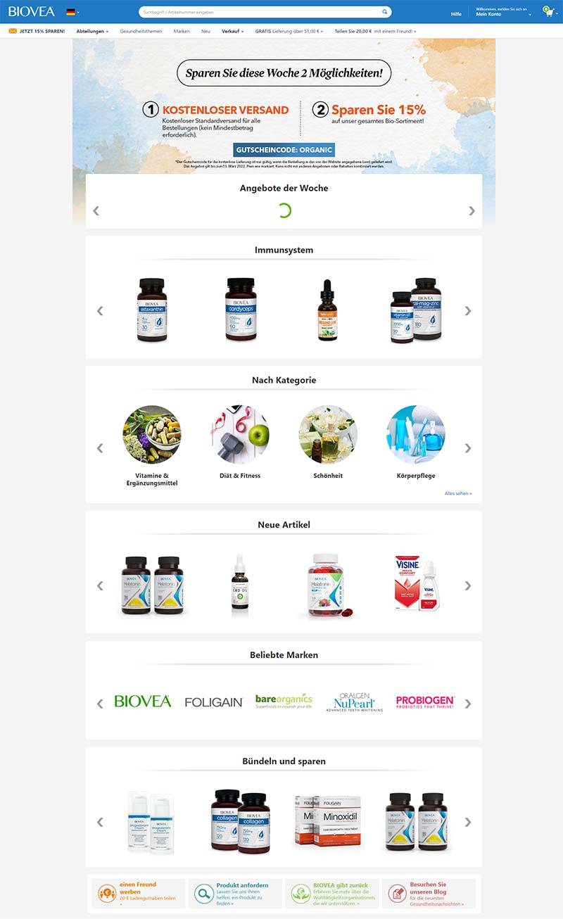 BIOVEA 德国美容保健产品购物网站